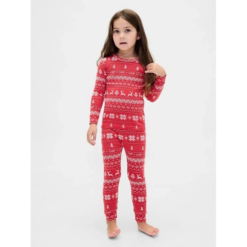 NEW Gap‎ Kids Organic Cotton Fair Isle Holiday Pajama Set Cozy Winter 12-18M